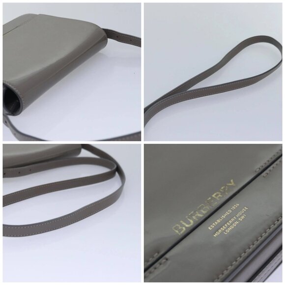BURBERRY Shoulder Bag Patent leather Gray Gold Auth bs17639 - Picture 16 of 16